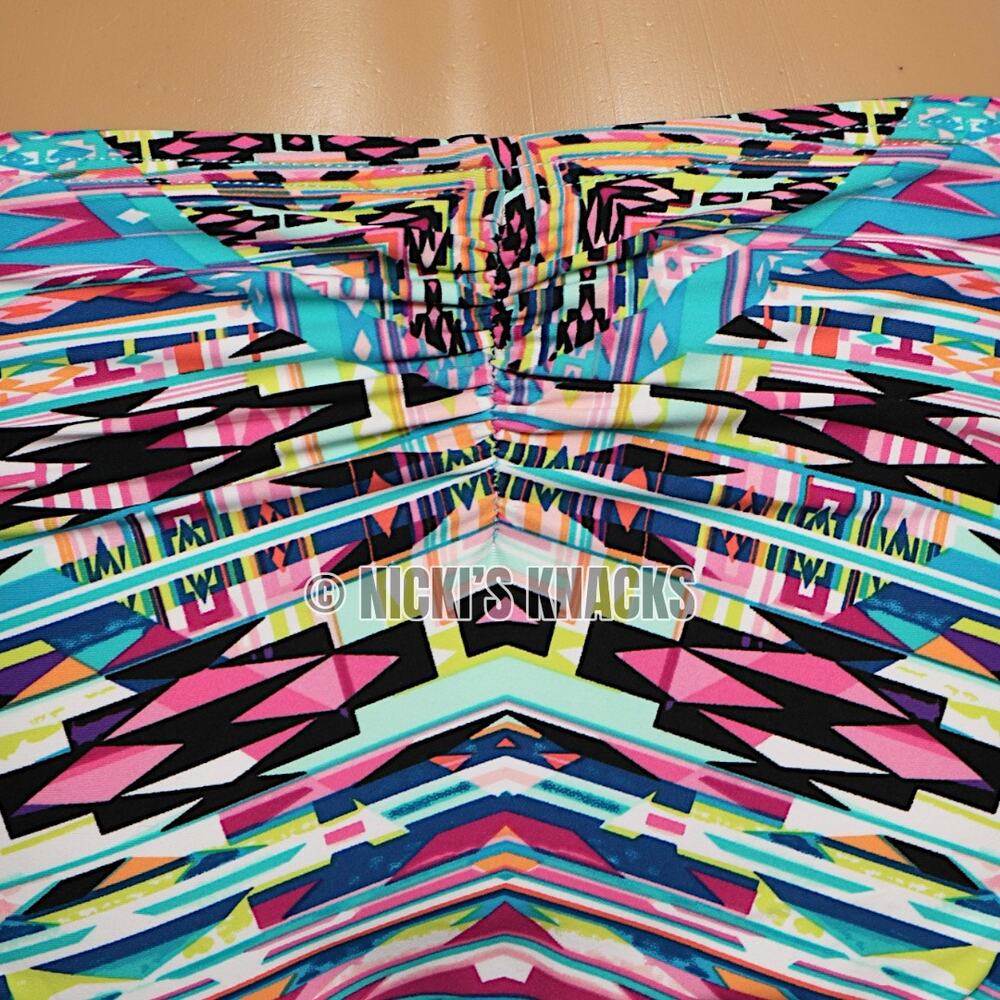 Kenneth Cole Bikini Bottom Tribal Print Shirred Hipster Sash Tab Swim M NWT - Picture 8 of 11